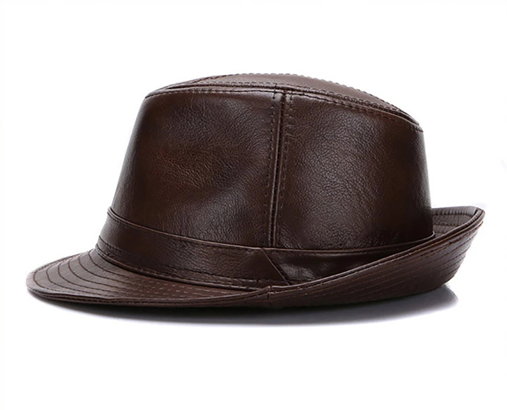 2026  Autumn Men Real Genuine Cowhide Leather Top Hats Men Fashion Caps Winter Warm New Cowboy  100% Real Cowhide Leather Hats