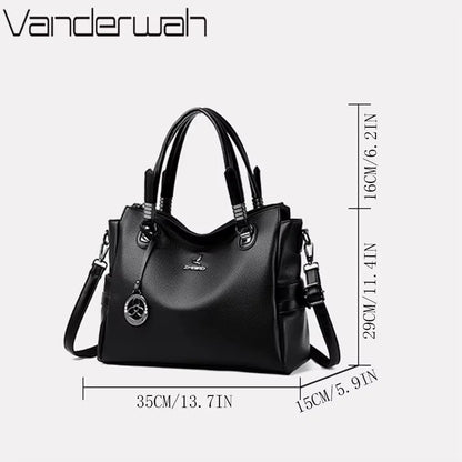 Genuine Soft Pu Leather Handbags for Women Vintage Shoulder Tote Bag Luxury Designer Ladies Large Capacity Purse Bags Sac A Main
