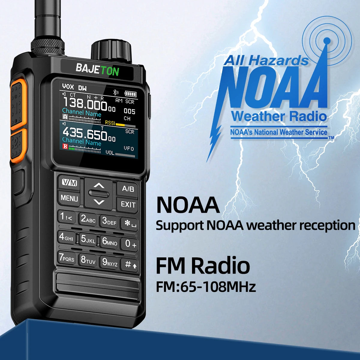 BAJETON BJ-7700 Walkie Talkie Multi Band Wireless Bluetooth Phone Programming Noise Reduction AM FM Ham Radio For Camping BT8200