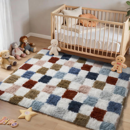 1pc Soft Long-hair Plush Carpet Rug Non-Slip Plush Fluffy Soft Furry Bedside Carpet Drum Carpet Holiday Suitable for Dormitory Home Decoration Pet-Friendly Bedroom Living Room Carpet Home Decoration Room Decoration