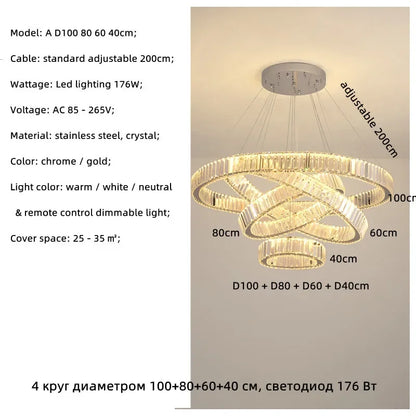 Modern Luxury Led Dimmable Pendant Lights Lustre Living Room Chandelier Lamp Fixtures Foyer Shiny Steel  Luminarias Light