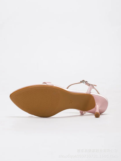 Elegant Heeled Sandals Women Luxury Satin Narrow Strap Design Ankle Strap Heels Sexy Pointed Toe Evening Designer Shoes Ladies
