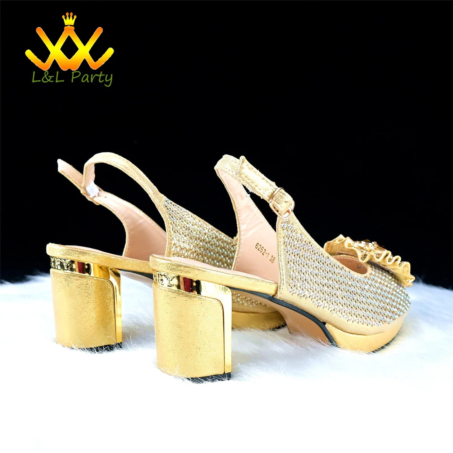 2024 Special New Arrivals Italian Women Shoes and Bag to Match in Green Color with Platform Shinning Crystal Sandal for Wedding