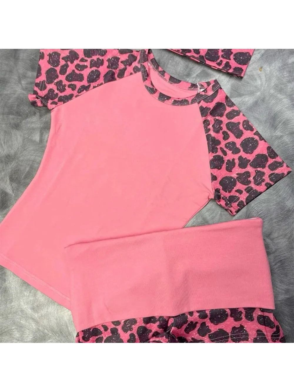 2026 summer new American retro leopard print patchwork short sleeved shorts set Y2K punk street fashion trend casual spicy girl