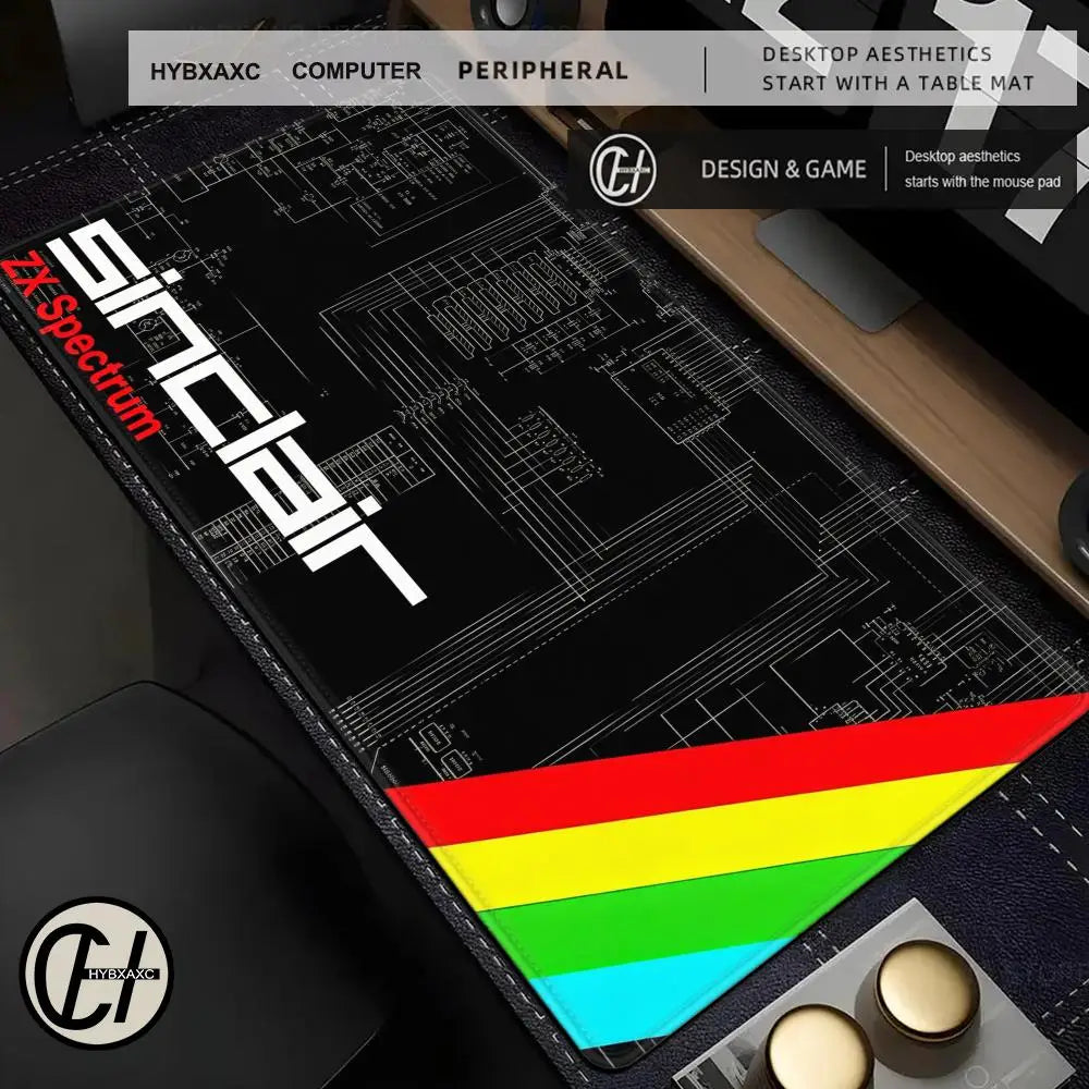 Retro S-Sinclair Z-ZX Spectrum Cool Mouse Pad For Office Gaming And Keyboard Non-Slip Large XXL Big Waterproof Table Pad HYBXAXC