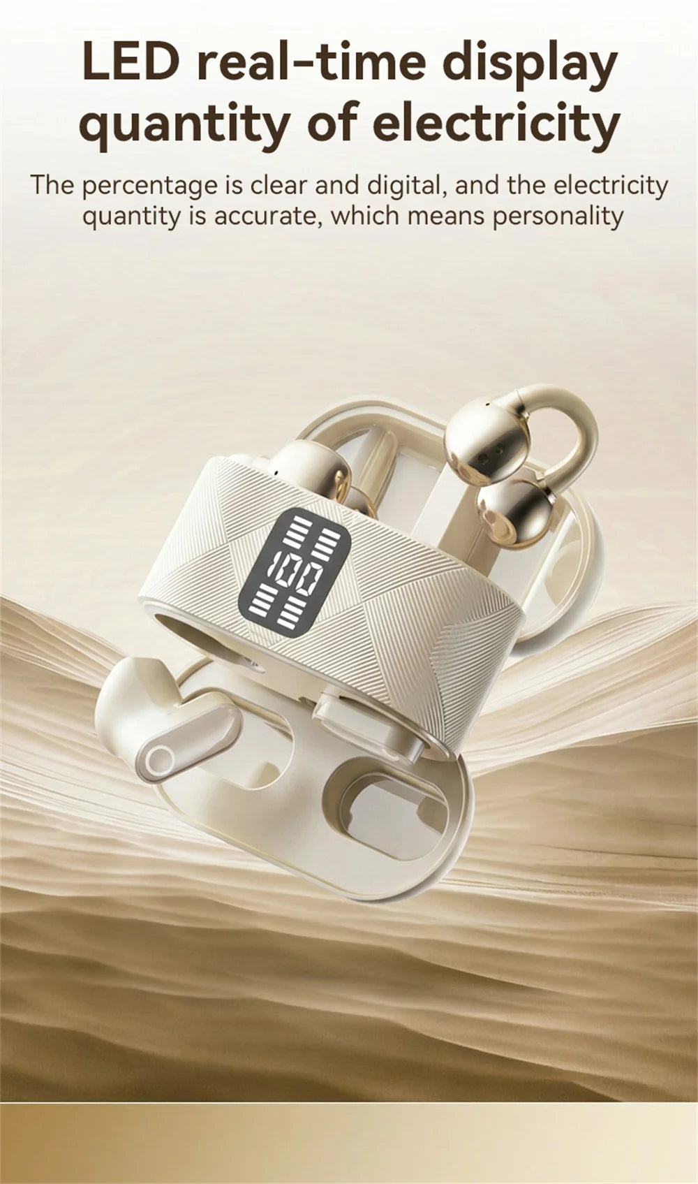 Couples Double Open Ear Clip Bluetooth Headset HiFi Subwoofer Long Battery Life Digital Fashion Plating Wireless In-Ear Earplugs