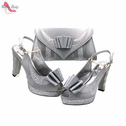 2021 Specials Design Black Color Nigerian Women Shoes and Bag Set High Quality Slingback Sandals with Appliques for Wedding