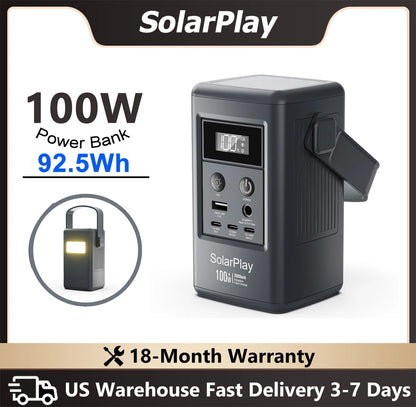 SolarPlay Q100 Power Bank 25000mAh Portable Power Station For Outdoor Battery Emergency Power Camping Solar Generator