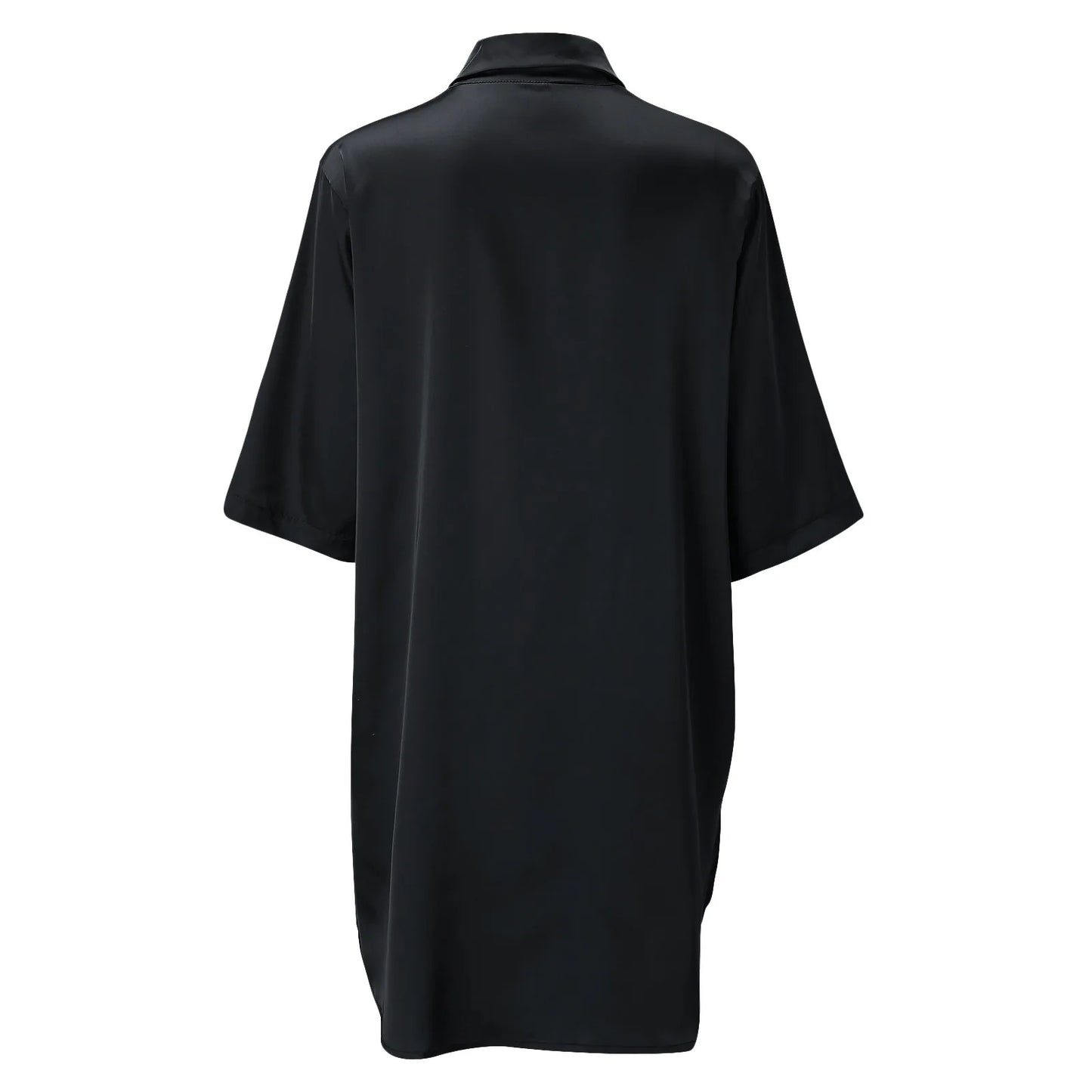 Women's Solid Color Silky Soft Pajamas Sexy Long Sleeve Nightshirt Smooth & Skin-Friendly Comfortable Home Sleepwear for Ladies
