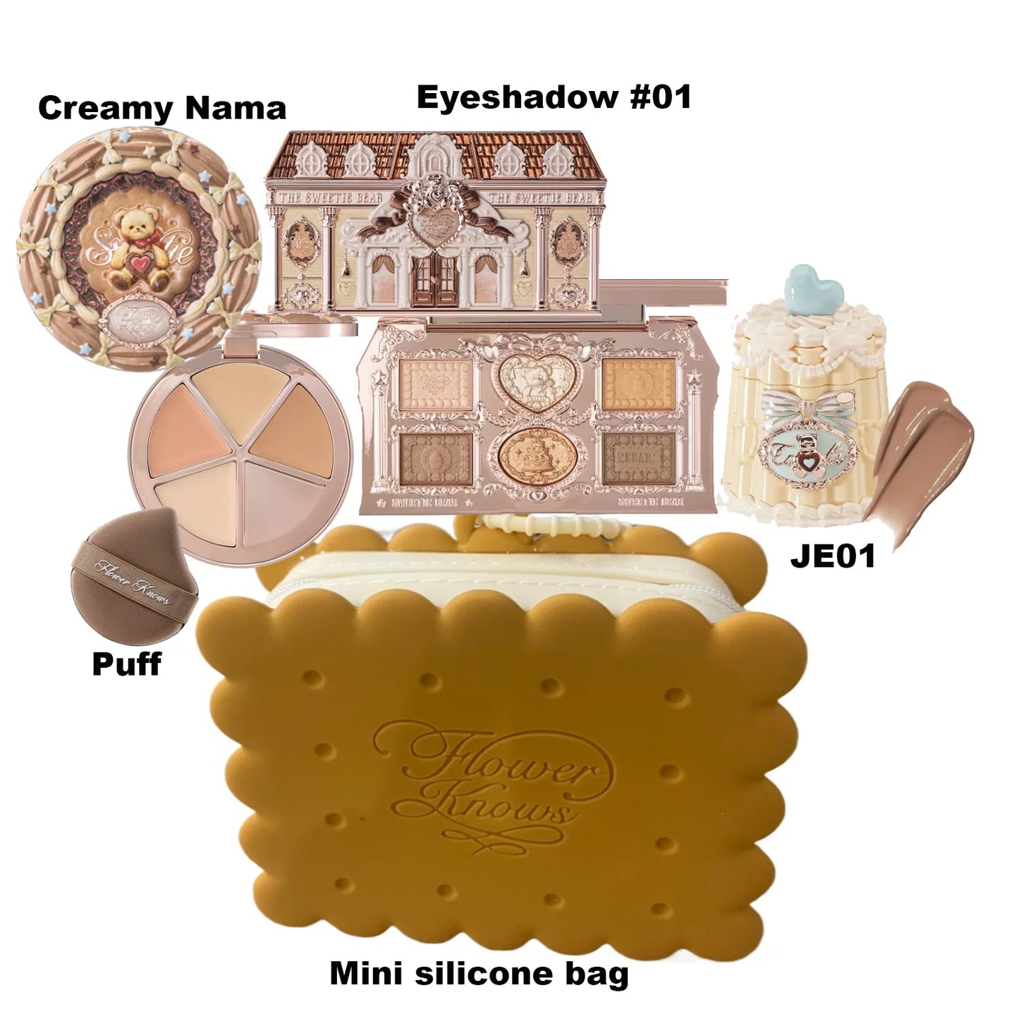 Flower Knows Makeup Set Box Full Swan Bear Garden Collection Embossed Blush Shine Lipstick Kit Foundation  All in Maquiagem Kit