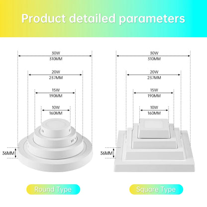 Modern Led Ceiling Lamps 15/20/30W Ceiling Panel Fixtures AC 110V-220V For Room Living Bedroom Kitchen Home Decor Panel Lights
