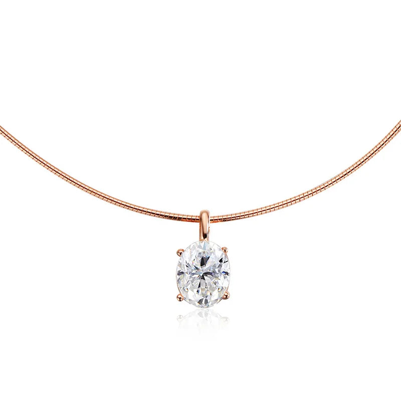 Smyoue 3/4/5CT Oval Cut Moissanite Pendant Necklace for Women Men Lab Diamond Classic Solitaire Chain Real 925 Sterling Silver