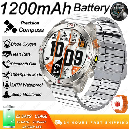 ChiBear Genuine Military Smart Watch Men: 1200 mAh Battery Compass GPS Sports Outdoor Watch Bluetooth Call Smartwatch 2026 New