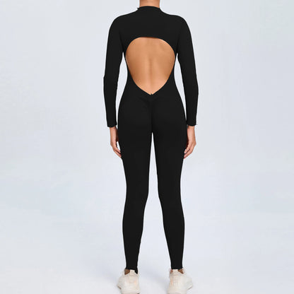 2026 Pad Zipper Long Sleeve Yoga Set Women One Piece Jumpsuit Gym Workout Shorts Fitness Bodysuit Sports Athletic Suit XP358
