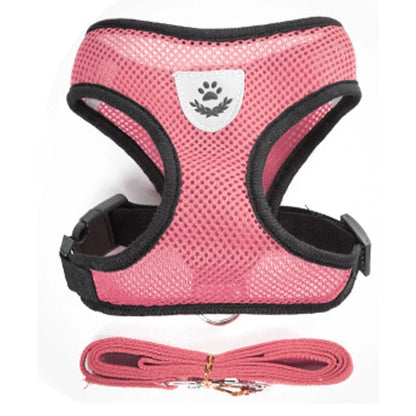 Dogs Puppy Harness Collar Cat Dog Adjustable Vest Walking Lead Leash Soft Breathable Polyester Mesh Harness For Small Medium Pet
