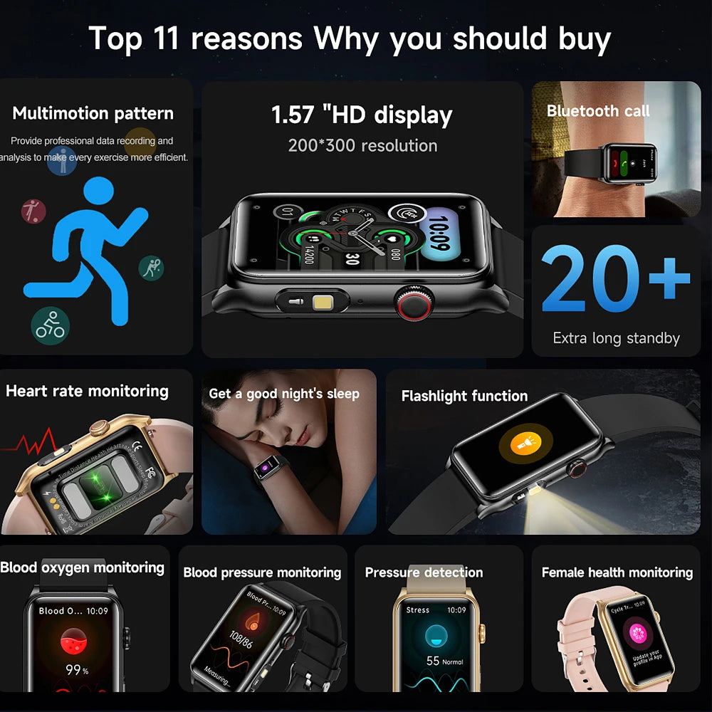 2025 New AI Health Manager Smart Watch Men Blood Pressure Blood Oxygen Sports Bluetooth Call Waterproof Health SmartWatch