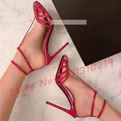 T-strap Cage High Heels Sandals Women Design Feminine Elegant Ankle Strap Shoes 2023 Ladies Luxury Narrow Band Sexy Work Sandals
