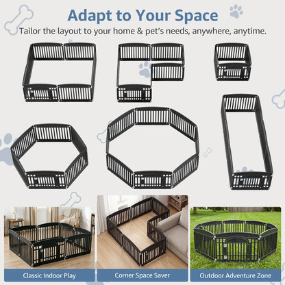 JHK 8 Panel Plastic Dog Playpen 24IN Expandable Durable Pet Fence for Medium Dogs Indoor Outdoor Folding Portable Puppy Playpen