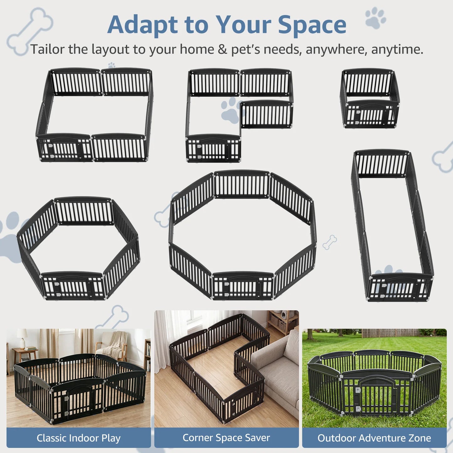 JHK 8 Panel Plastic Dog Playpen 24IN Expandable Durable Pet Fence for Medium Dogs Indoor Outdoor Folding Portable Puppy Playpen