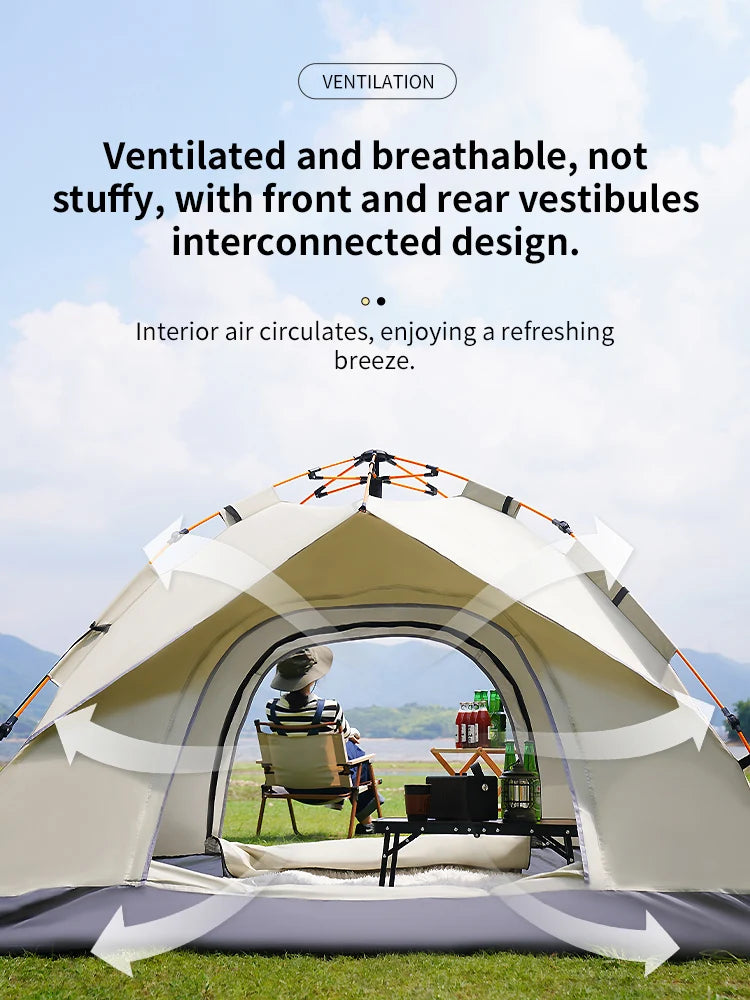 Outdoor Folding Tent Fully Automatic Quick Opening Tent 3-4 Person Self Driving Camping Tent Rain Proof Sun Proof Portable