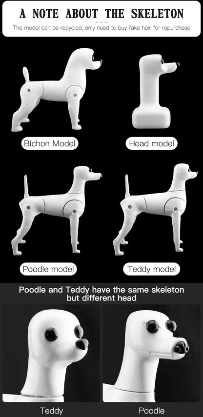 Fenice Pet Simulation Hair Grooming Fake Dog Model Practice Dog Standard Skeleton Model Dog Full Body Fake Hair