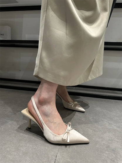 Designer Luxury Summer Women Sandals Fashion Pointed Toe Butterfly-knot Shoes Ladies Elegant High Heels Party Club Sandalias