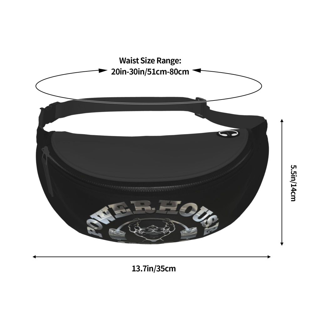 Powerhouse Gym Fanny Bag Custom Bodybuilders Fitness Crossbody Waist Pack Men Women Cycling Camping Phone Money Pouch