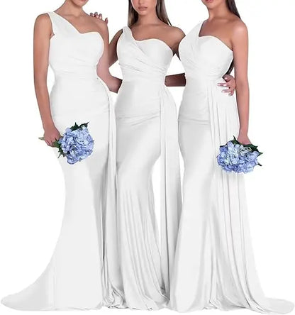 One Shoulder Mermaid Bridesmaid Dresses Corset Back Formal Evening Party Gowns 2026 Prom Graduation Dress Customized
