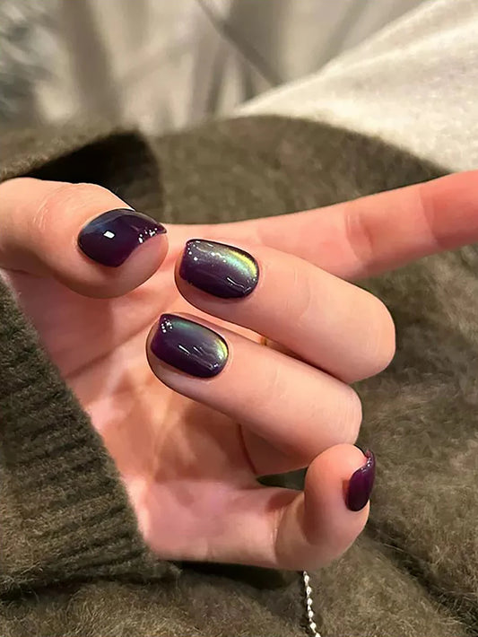 1-24pcs WS Romantic Purple Cat Eye Gel Nail Polish New Style Super Flash Versatile Whitening Purple Glass Bead Cat Nail Salon