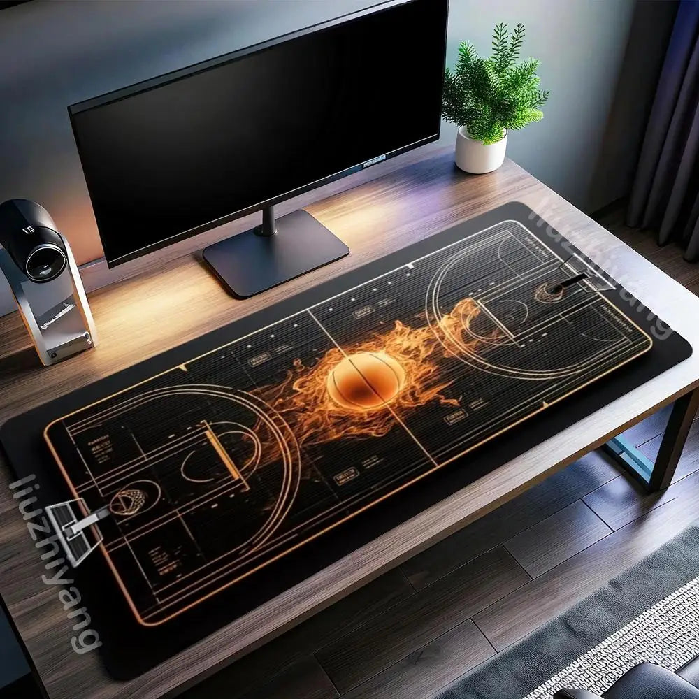 Basketball court Mouse Pad Large Computer Office Game Table Mat Rubber Anti-slip Stitched Edge Keyboard Mat 90x40 XXL Desk Pad