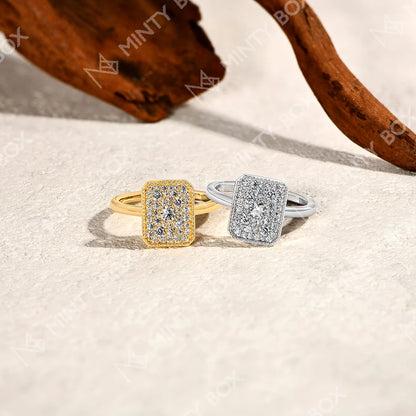 MINTYBOX Rectangul Moissanite Ring S925 Silver Engagement Diamond Rings 18K Gold For Women Luxury Fine Jewelry Anniversary Gift