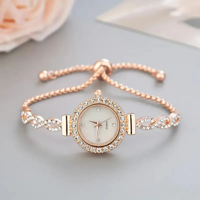 1 piece of women's luxury rhinestone quartz watch, paired with a durable zinc alloy strap