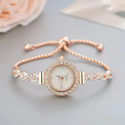 1 piece of women's luxury rhinestone quartz watch, paired with a durable zinc alloy strap