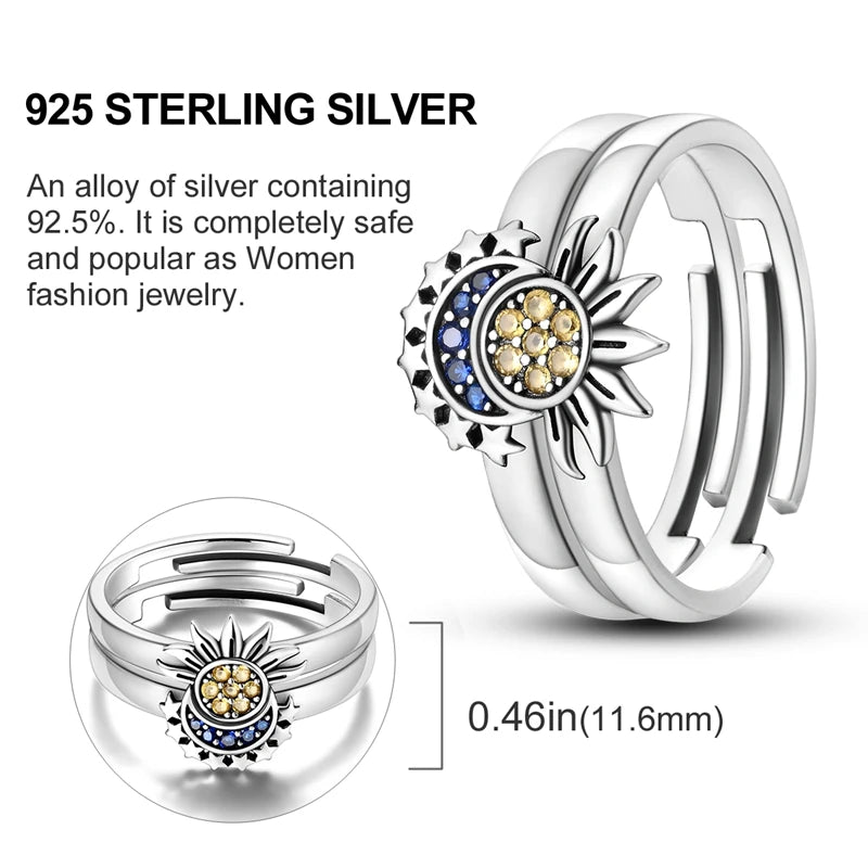 Original 925 Sterling Silver Ring Colorful Diamonds Cubic Zircon Finger Ring For Women Jewelry Wedding Engagement Birthday Gift