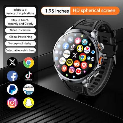 4G Network Smart Watch Google Play Maps 1.95-inch 3D SIM Card Download APP Camera GPS WIFI NFC Call Android Men Women Smartwatch