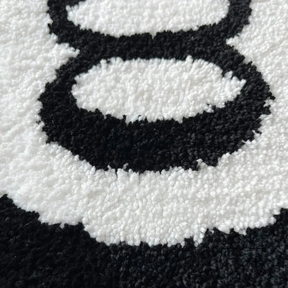 Plush Black 8 Ball Rug Creative Soft Anti-slip 8 Ball Carpet Round Skin Friendly 8 Ball Mat Hoom Decor
