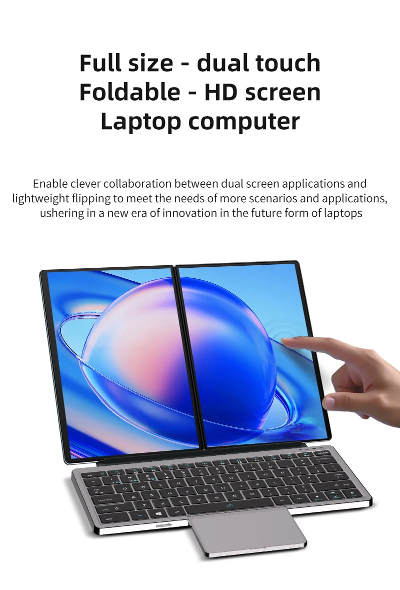 BYONE 13.5 Inch Dual Screen Touch Laptop 2.5k UHD 9000mAH DDR5 16GB RAM 512 GB 1TB 2TB SSD 180° Foldable Portable 2 in 1 Tablet