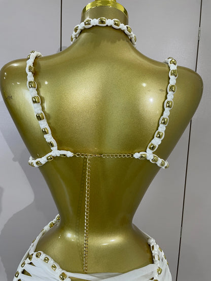 2026 Women Sexy White Halter Neck Perspective Hollow Mini Dresses Summer Backless Nightclub Party Evening Club Performance Dress