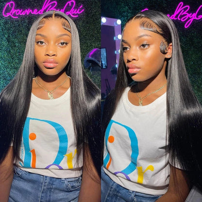 220 Density 13x6 Hd Transparent Human Hair Lace Frontal Wig 13x4 Bone Straight Lace Front Wig 360 PrePlucked Lace Wigs For Women