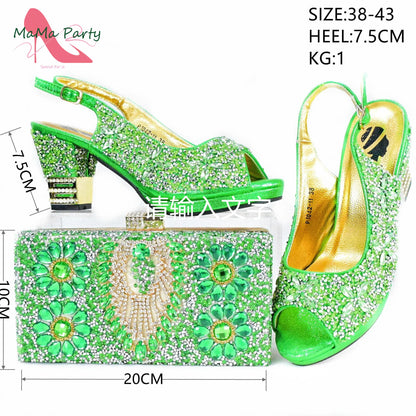 2025 Fashion Style Nigerian Ladies Lovely Shoes and Bag to Match Set in Gold Color Specials Pumps for Dress