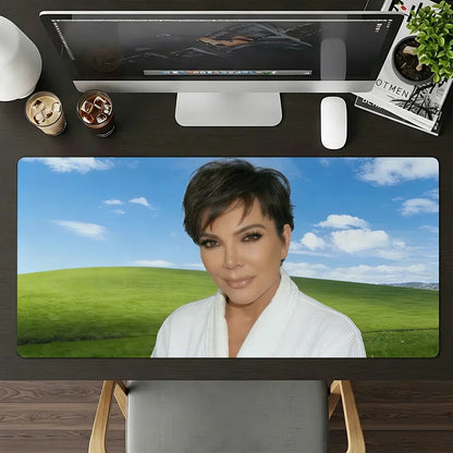 Cool Rich Kris Jenner Mouse Pad Large Non-Slip Waterproof Mat Stitched Edge Keyboard Pad for Gaming Daily Office