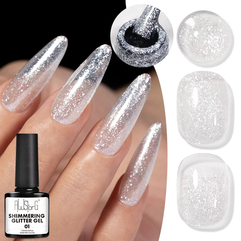 AWStorG 7.5ml Starlit Chameleon Cat Magnetic Gel Nail Polish Double Colors Semi Permanent UV Gel Varnish Need Black Base