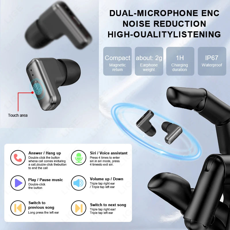 2026 New TWS 2 in 1 Smart Watch with Earbuds Bluetooth Call Earphone Smartwatch Men Women Heart Rate Monitor Sport Music Watches