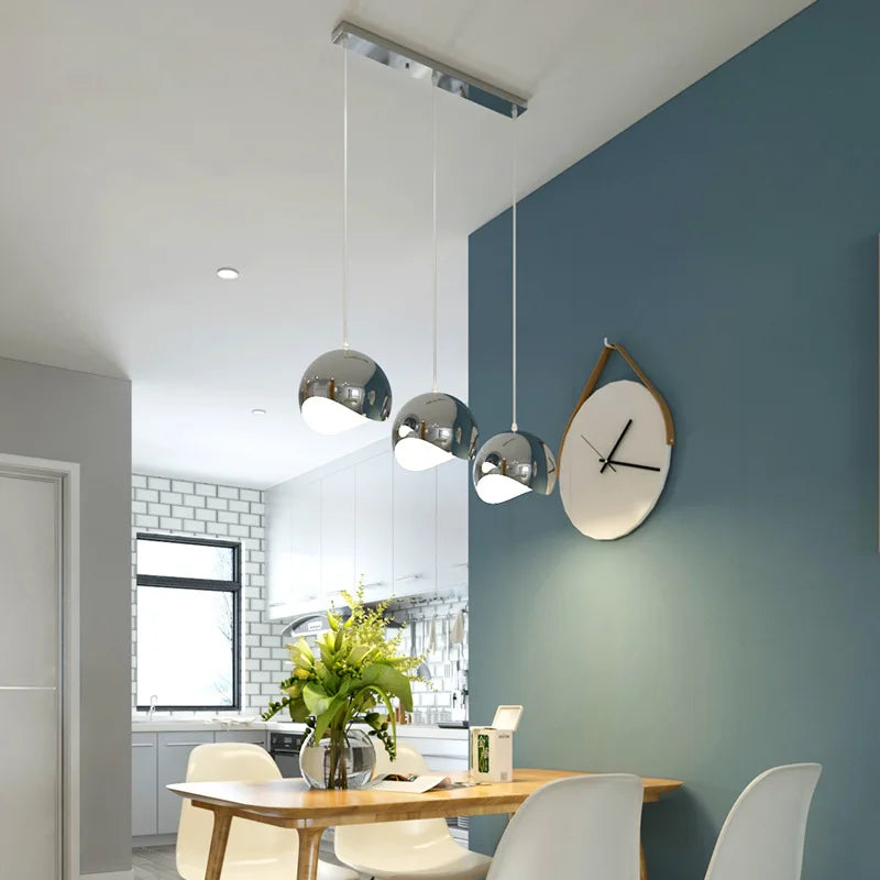 Nordic Rose Gold Pendant Lights Plated Metal Hanging Lamp Fixtures Dining Room Kitchen Island Bar Cafe Indoor Decor Lighting E27