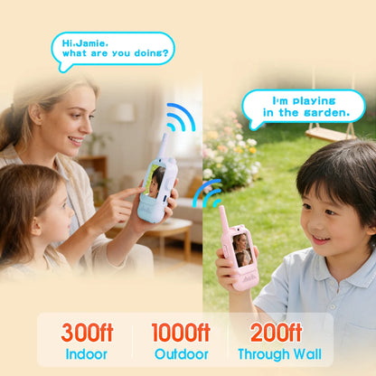 Kid's Video Walkie Talkie with Audio Message Sending and Photo Taking Long Range 2 Way Radio for Camping Christmas Gifts