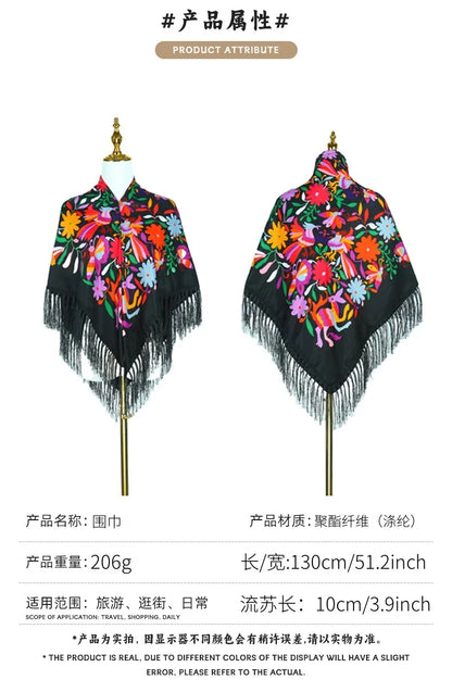 New Daisy Twill Print Square Scarf Elegant Tassel Shawl Warm Dustproof Multifunctional Women Wrap