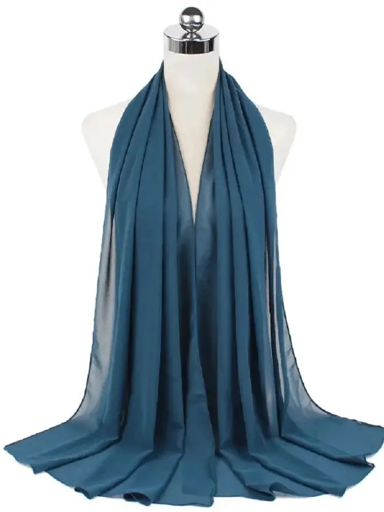 New Fashion Women Solid Chiffon Headscarf Ready To Wear Instant Hijab Scarf Muslim Shawl Islamic Hijabs Arab Wrap Head Scarves