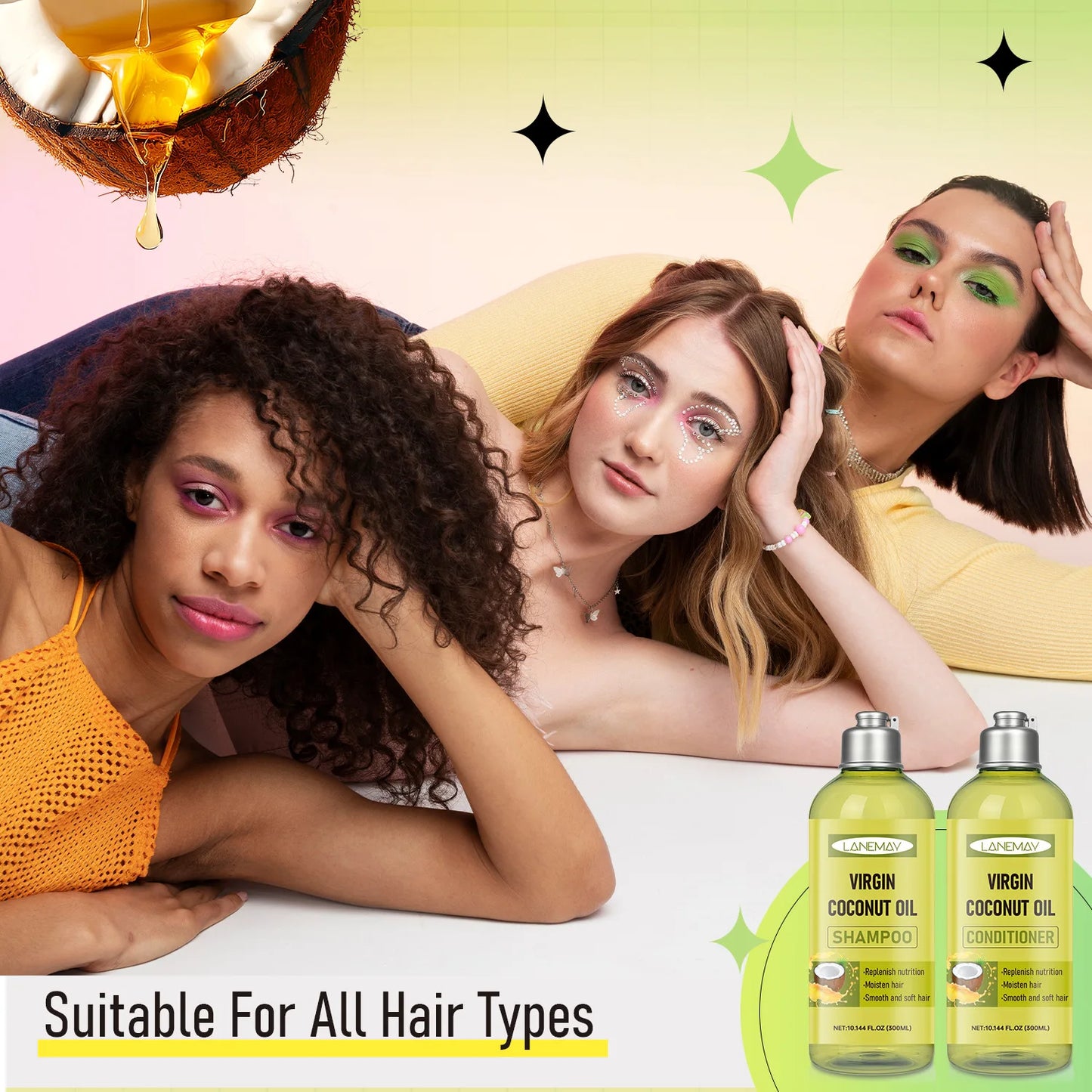 Virgin Coconut Oil Shampoo & Conditioner Set – Deep Moisturizing for All Hair Types Transform dry, dull hair into soft.