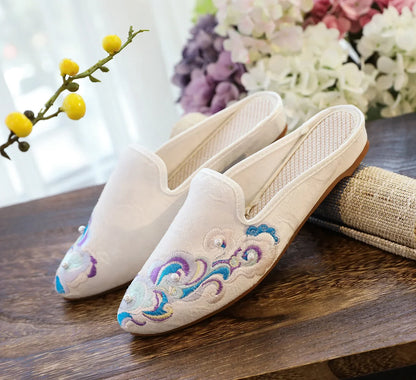 Chinese Style Summer Harajuku Slippers Women Shoes for Women Fashion Casual Vintage Embroidery Ethnic Style Streetwear