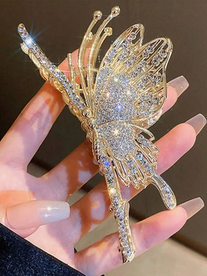 1 Pcs Fashion Exquisite Fashionable Hollow Out Full Giamond Butterfly Hair Claws For Women Girls Party Hair Accessories